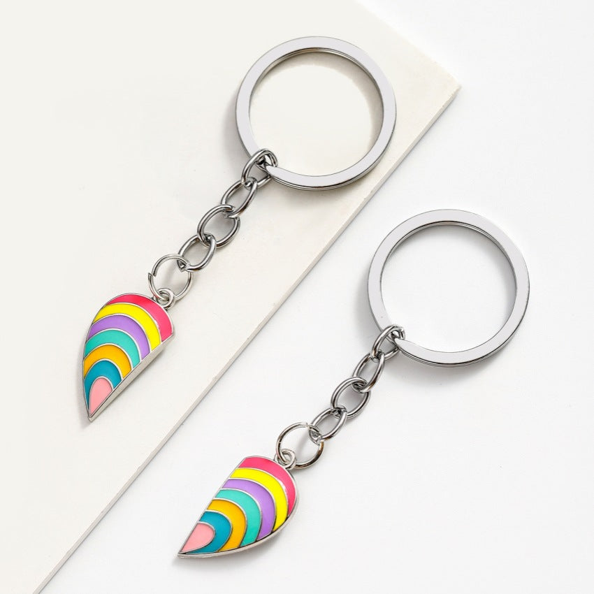 Porte Clés - Coeur Arc en Ciel - A Partager - Amoureux - Meilleurs Amis - Pendentif Sac - BFF - Best Friends - Amitié