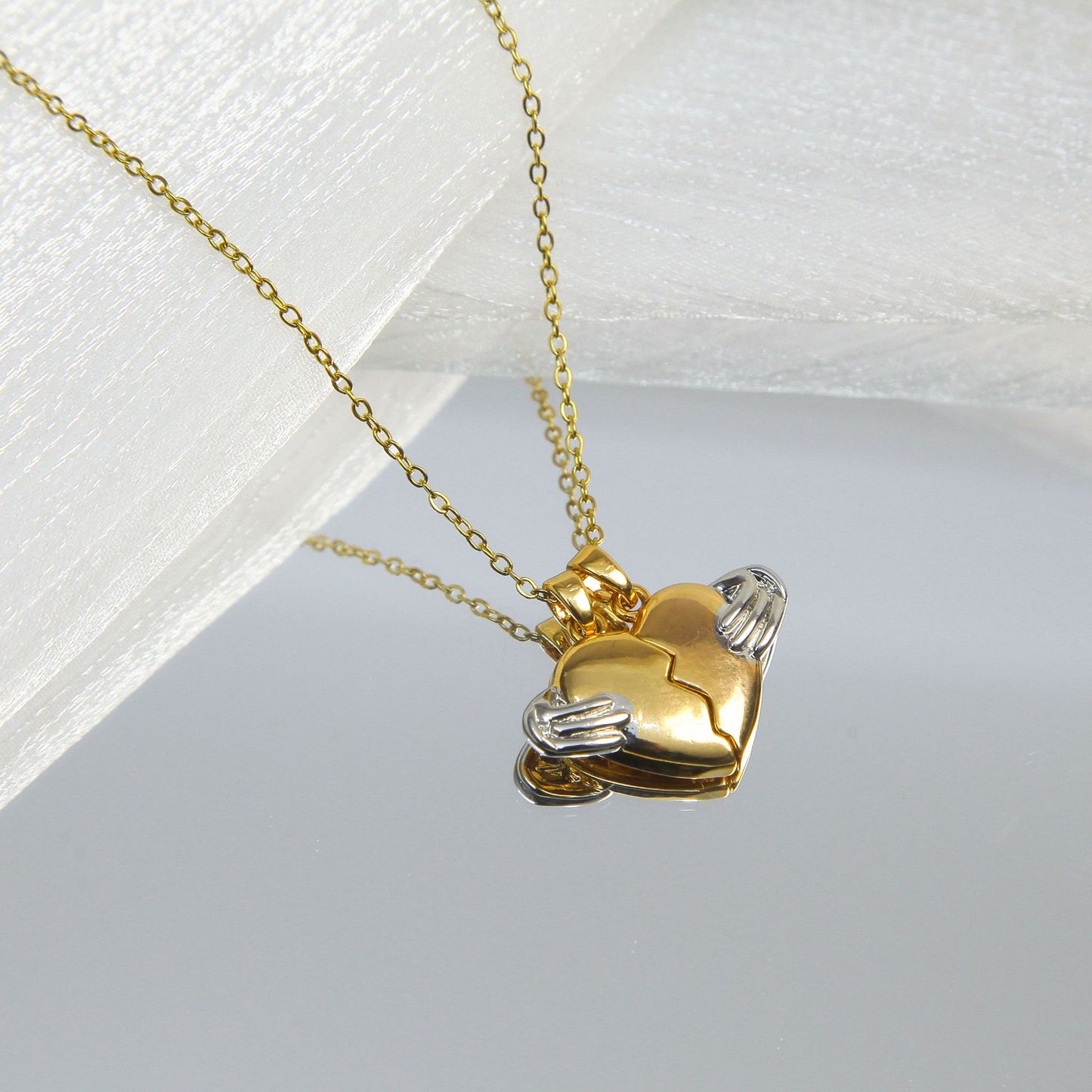 Lot de 2 Colliers D'amitié Avec Carte - Coeur - BFF - Pendentif Aimanté - Colliers à partager - Acier Inoxydable