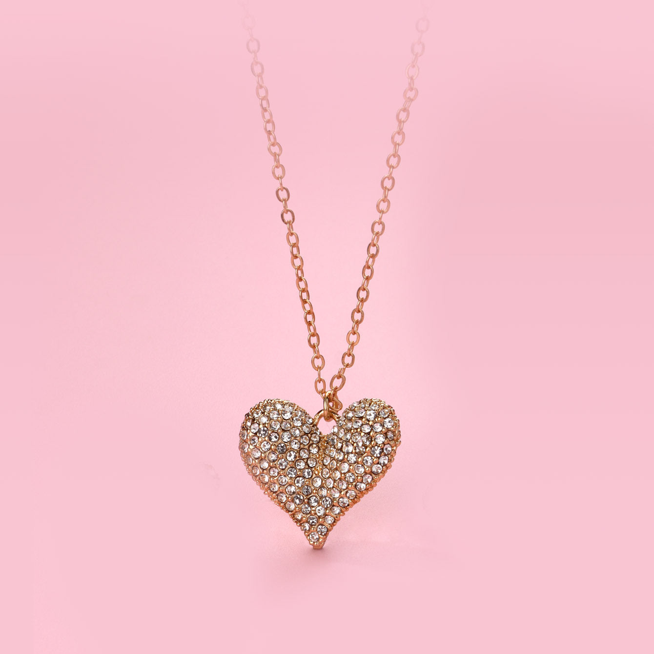 Parure 3 pièces - Collier Boucles Oreilles Bague - Coeur Strass Diamant - Fantaisie - Amoureux - Mignon Doré Strass Saint Valentin