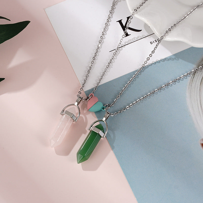 Lot de 2 Colliers D'amitié - Tube - BFF - Best Friends Forever - Pendentif Aimanté Coeur - Amoureux Couple Amitié