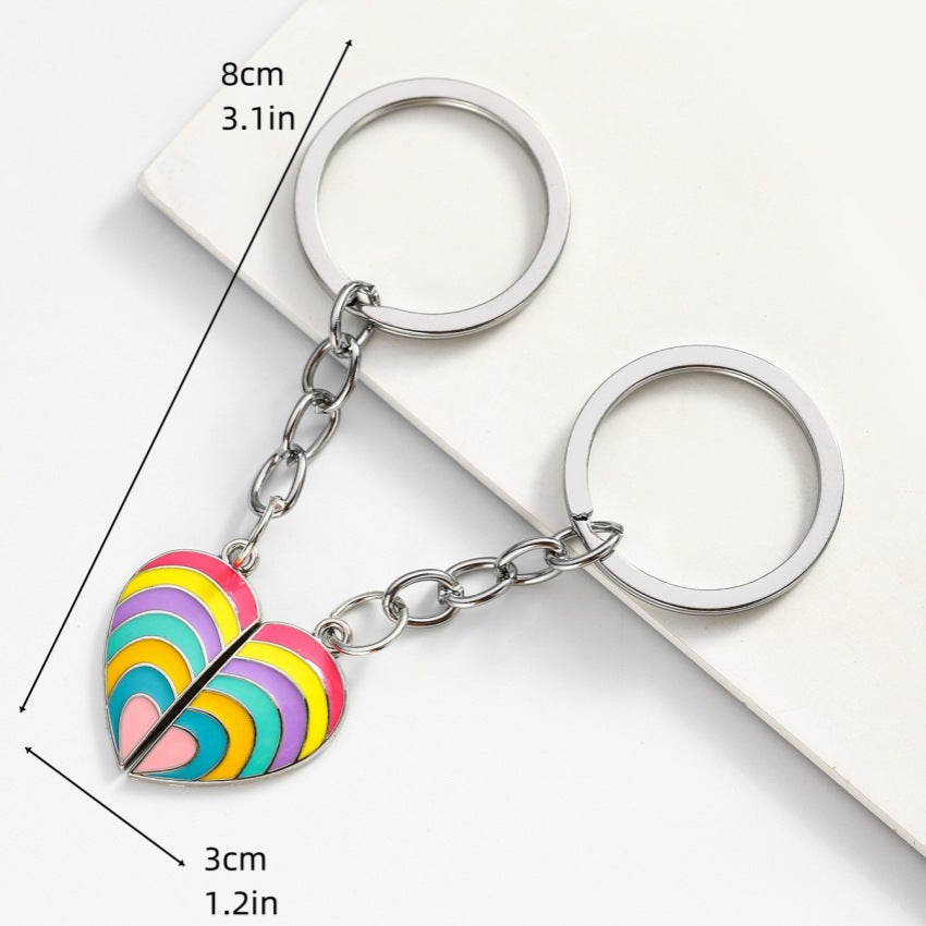 Porte Clés - Coeur Arc en Ciel - A Partager - Amoureux - Meilleurs Amis - Pendentif Sac - BFF - Best Friends - Amitié