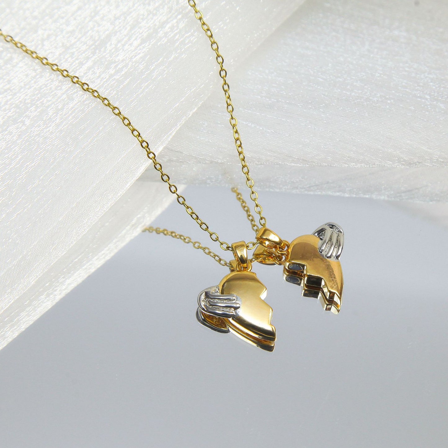 Lot de 2 Colliers D'amitié Avec Carte - Coeur - BFF - Pendentif Aimanté - Colliers à partager - Acier Inoxydable