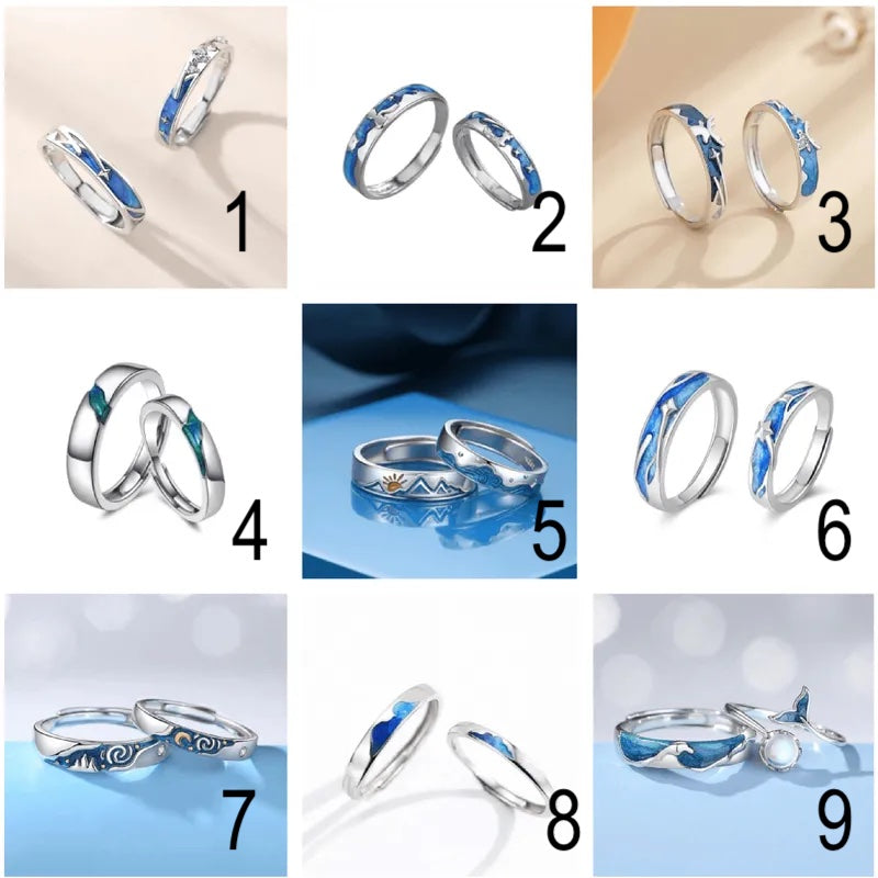 Lot de 2 Anneaux Réglables pour adultes - I - Bagues - BFF - Best Friends Forever - Couple Amoureux Amitié - Saint Valentin