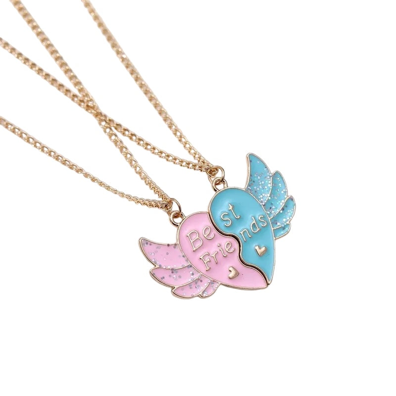 Lot de 2 Colliers ou Bracelets BFF - Cœur Ailes Aimanté - Best Friends Forever