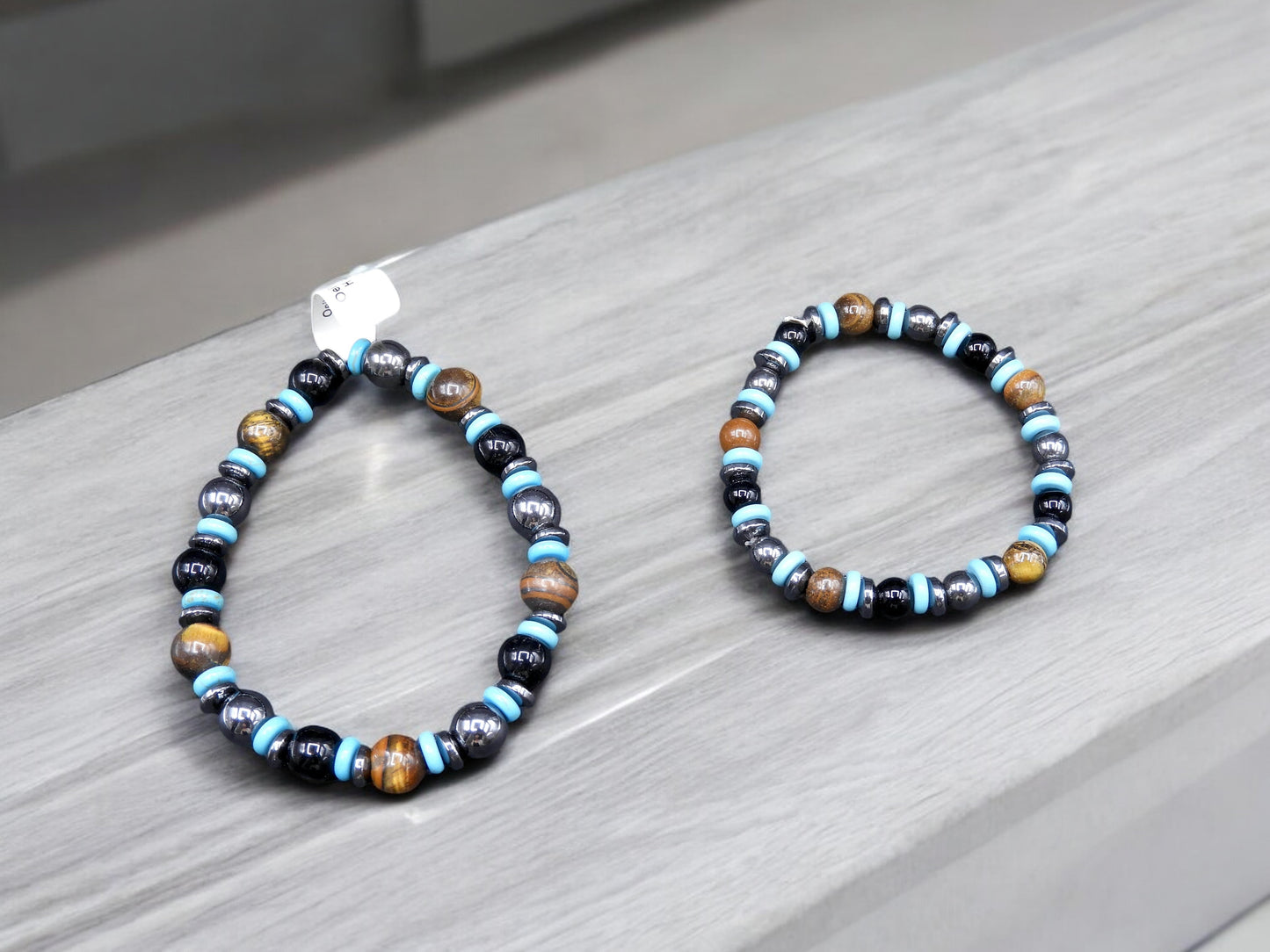 Bracelet Pierre Naturelle - Oeil Tigre Hématite Onyx - Protection de la Malveillance d'autrui