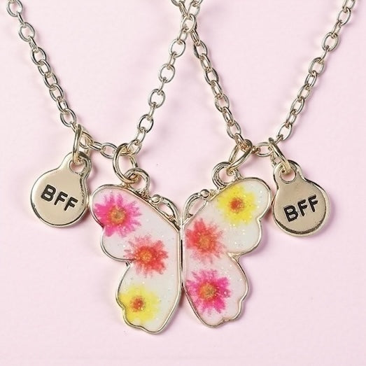 CHILDREN - Set of 2 Chains Friendship Necklaces Cat Unicorn & Heart - BFF Best Friends Forever - Fantasy - Rainbow Resin Pendant