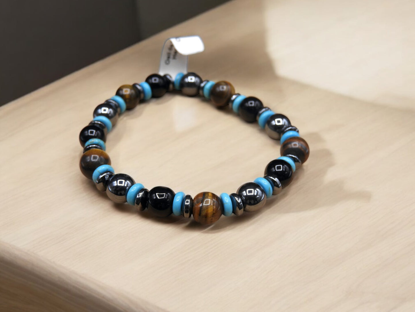 Bracelet Pierre Naturelle - Oeil Tigre Hématite Onyx - Protection de la Malveillance d'autrui