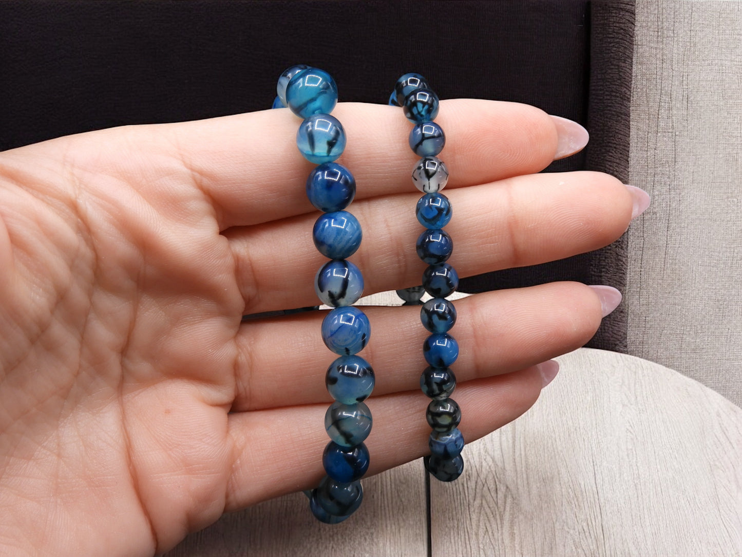 Bracelet Pierre Naturelle - Oeil de Dragon Bleue - Calme les Angoisses