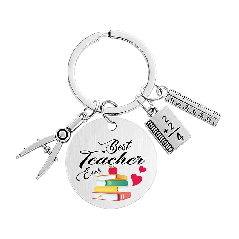 Keychain | Thank You Message Teacher | Teacher Best | School Year | Stainless Steel Bag Pendant