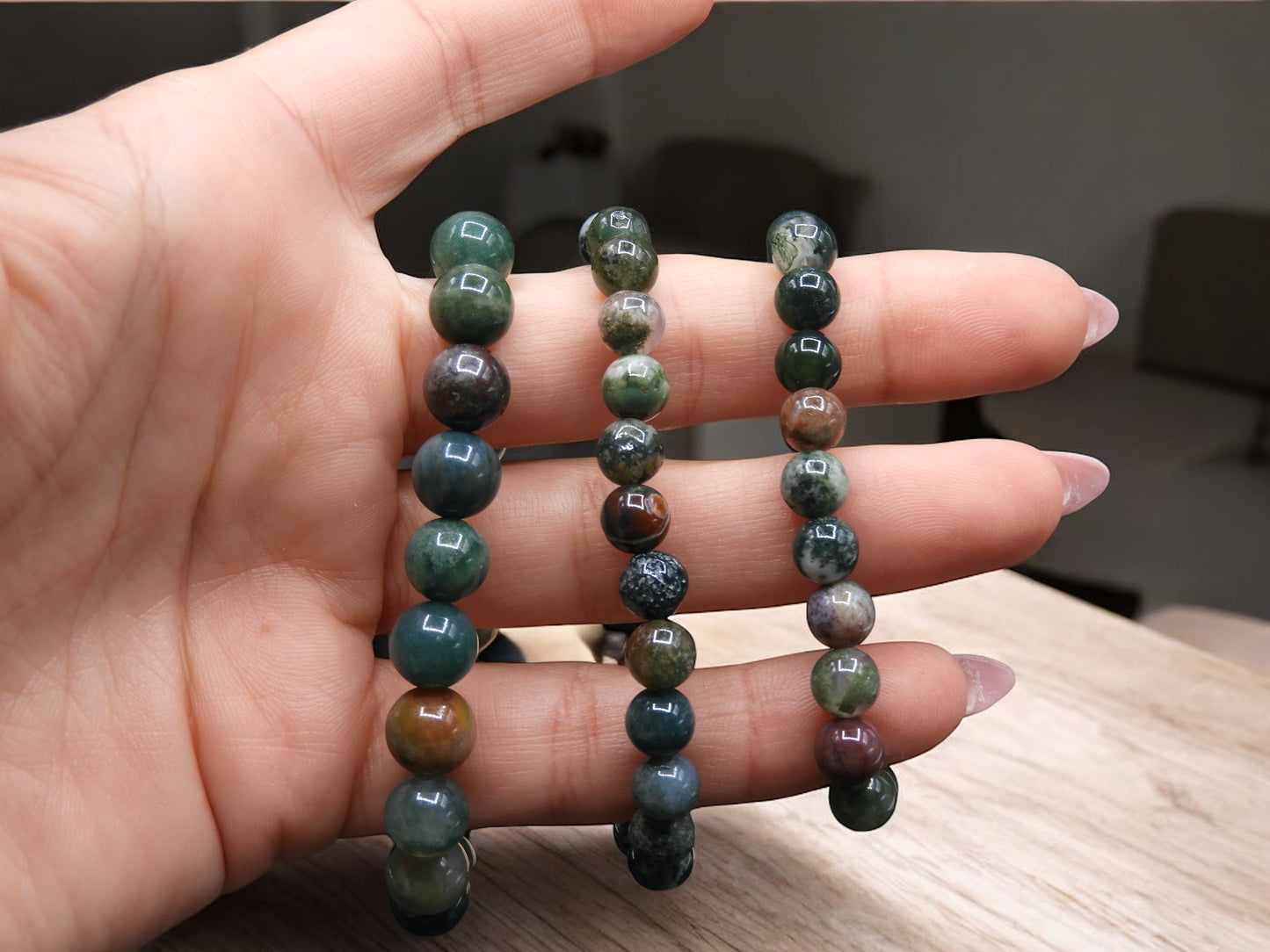 Bracelet Pierre Naturelle - Agate Indienne - Aide à Pardonner Stop la Colère Intérieure