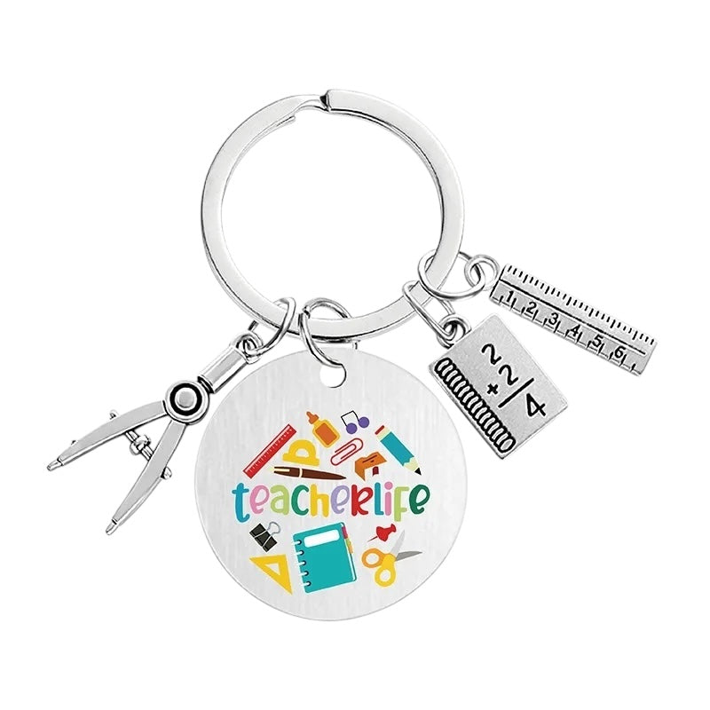 Keychain | Thank You Message Teacher | Teacher Best | School Year | Stainless Steel Bag Pendant