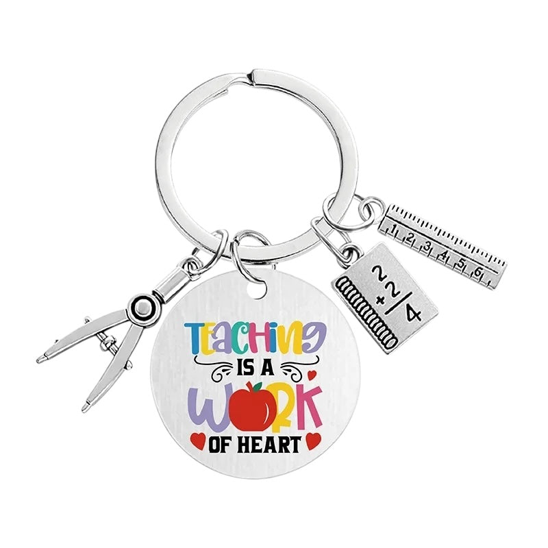 Keychain | Thank You Message Teacher | Teacher Best | School Year | Stainless Steel Bag Pendant