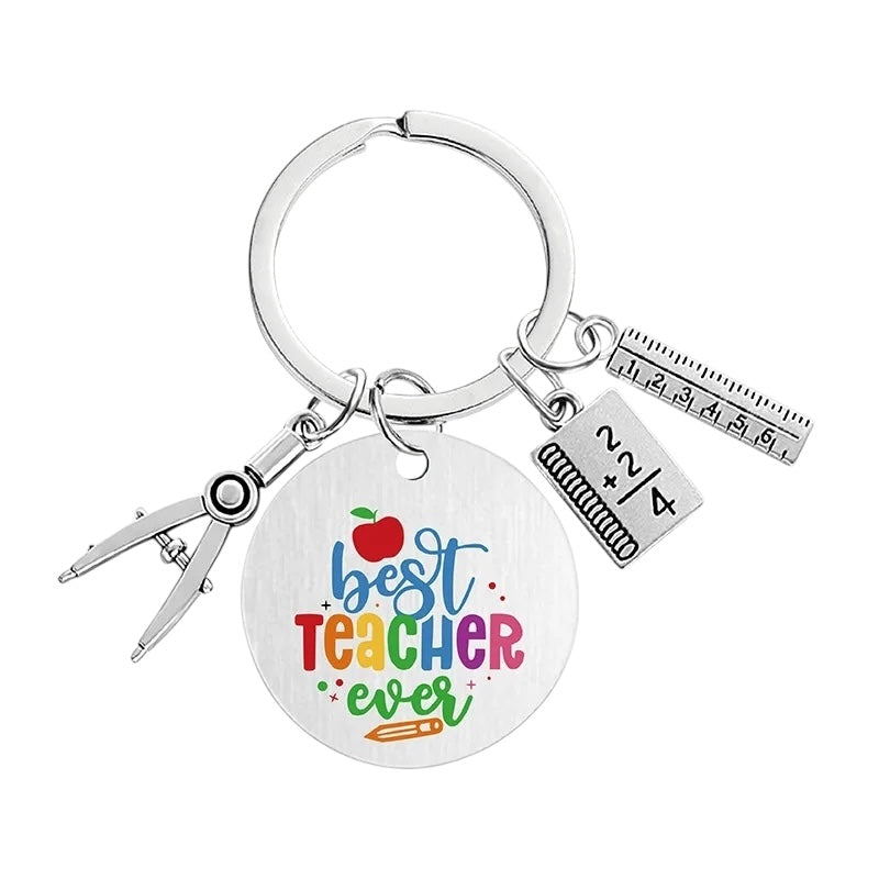 Keychain | Thank You Message Teacher | Teacher Best | School Year | Stainless Steel Bag Pendant