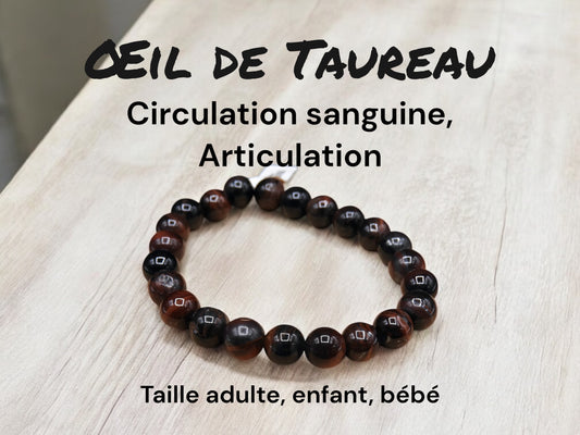 Bracelet Pierre Naturelle - Oeil de Taureau - Circulation Sanguine Articulations