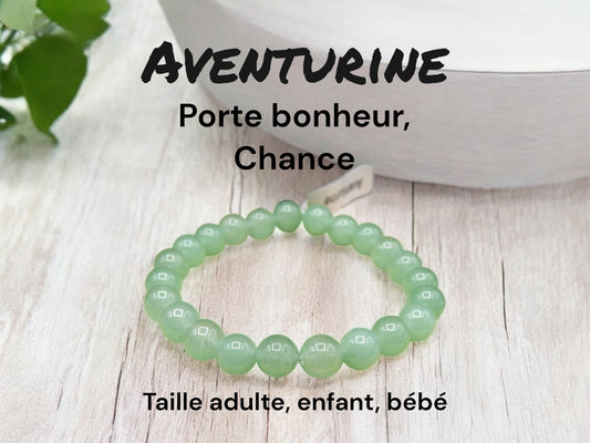 Bracelet Pierre Naturelle - Aventurine - Porte Bonheur Chance