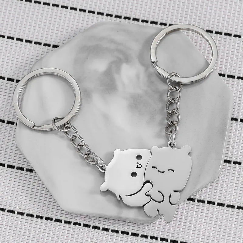 Porte Clés - Mignon Ours - Acier Inoxydable - A Partager - Amoureux - Meilleurs Amis - Pendentif Sac - BFF - Best Friends