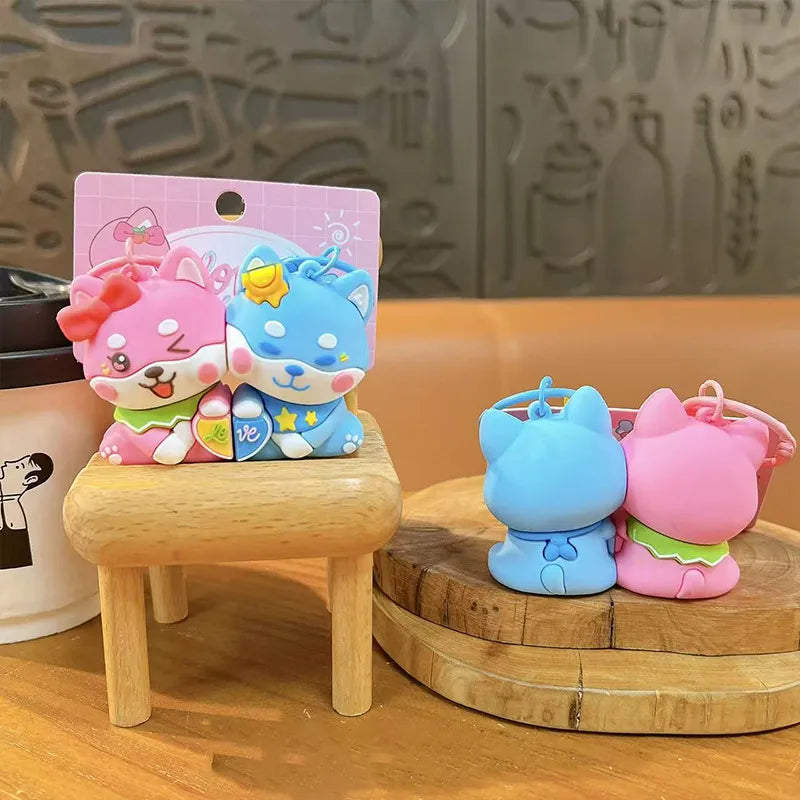 Porte Clés - Mignon Chiens Kawaii - A Partager - Aimanté - Amoureux - Meilleurs Amis - Pendentif Sac - BFF - Best Friends - Amitié