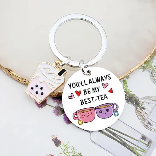 Porte Clés - Best Tea - BFF - Best Friends - Pendentif Sac - Acier Inoxydable