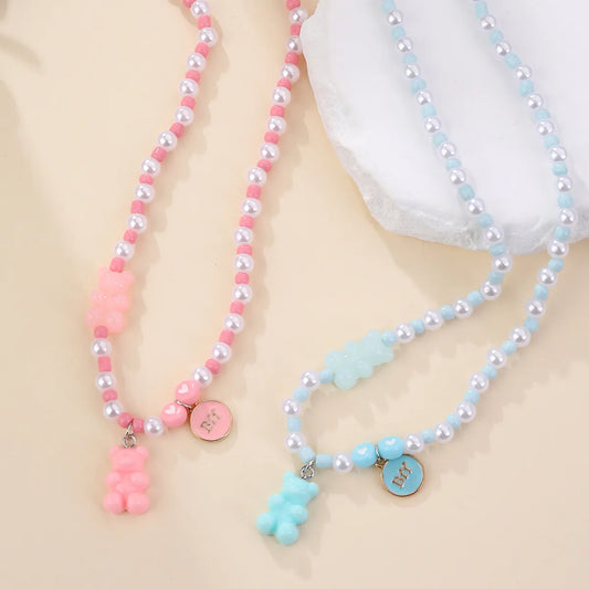 Lot de 2 Colliers D'amitié - BFF - Best Friends Forever - Fantaisie - Ourson Bonbon Gummies - Amitié - Mignon - Perles