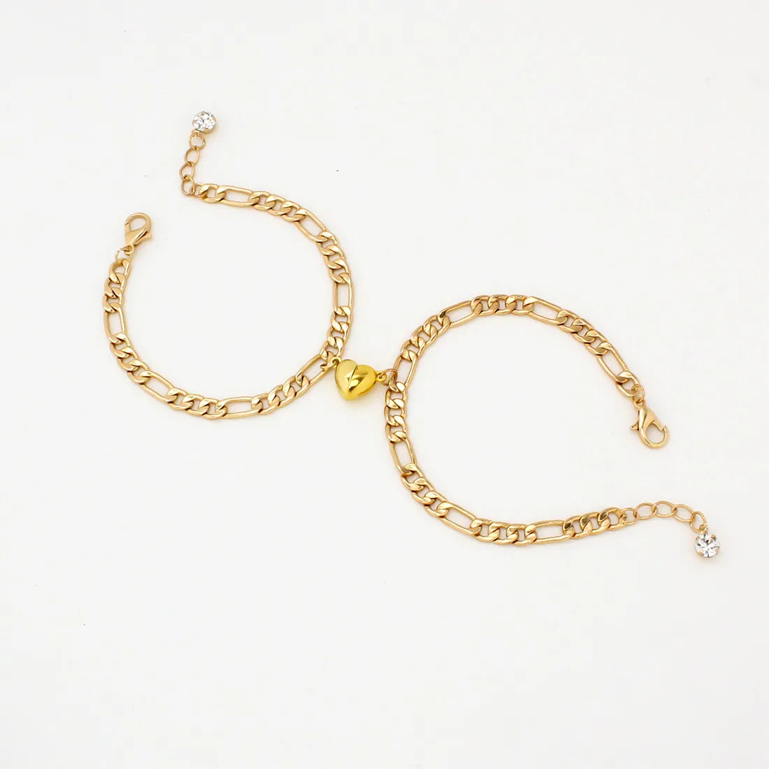 Lot de 2 Bracelets D'amitié Gourmettes - BFF - Best Friends Forever - Couple Amoureux Amitié - Pendentif Aimanté Coeur