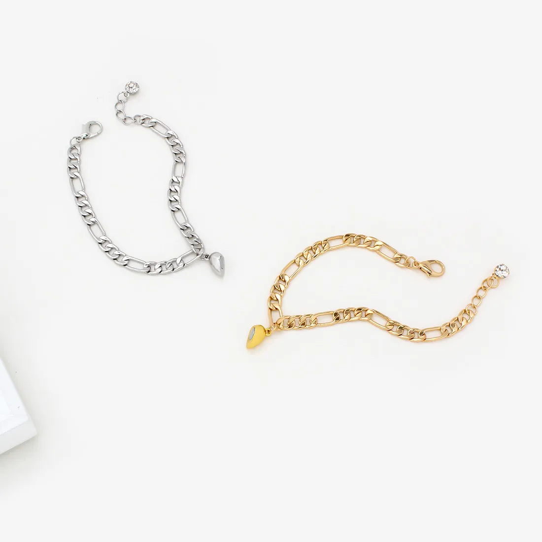 Lot de 2 Bracelets D'amitié Gourmettes - BFF - Best Friends Forever - Couple Amoureux Amitié - Pendentif Aimanté Coeur