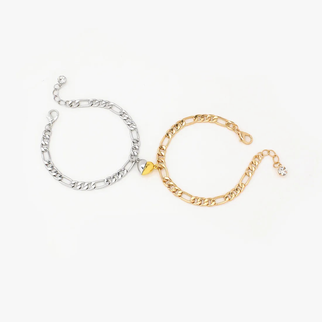 Lot de 2 Bracelets D'amitié Gourmettes - BFF - Best Friends Forever - Couple Amoureux Amitié - Pendentif Aimanté Coeur