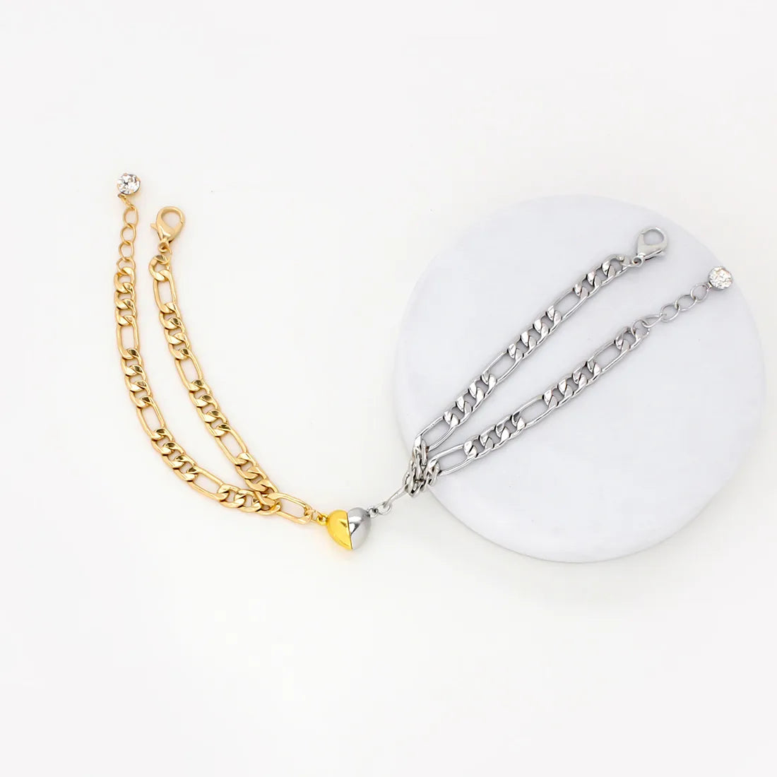 Lot de 2 Bracelets D'amitié Gourmettes - BFF - Best Friends Forever - Couple Amoureux Amitié - Pendentif Aimanté Coeur