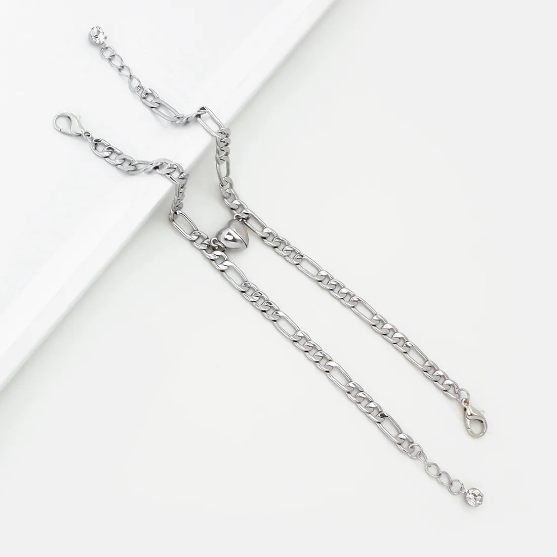 Lot de 2 Bracelets D'amitié Gourmettes - BFF - Best Friends Forever - Couple Amoureux Amitié - Pendentif Aimanté Coeur