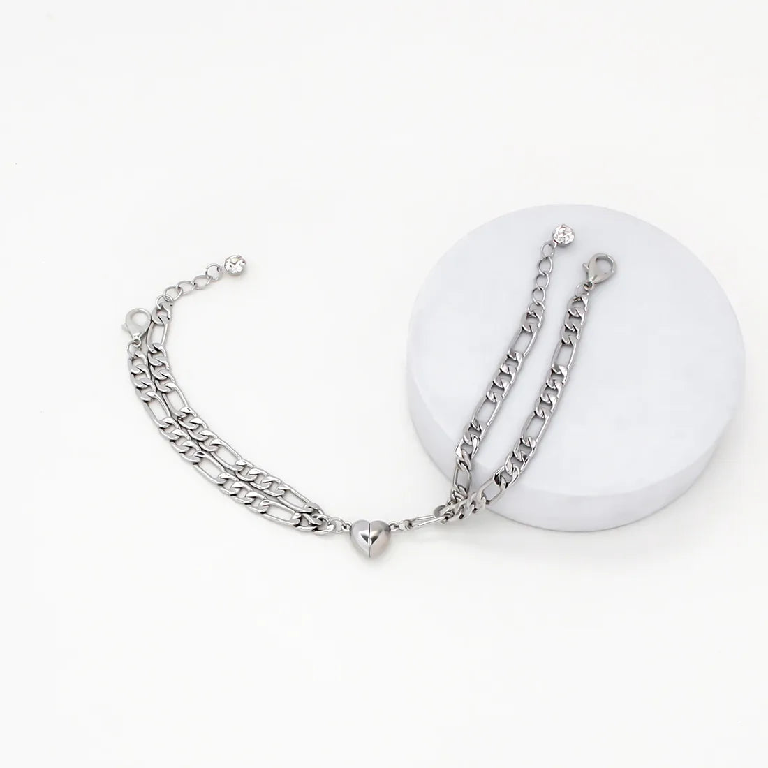 Lot de 2 Bracelets D'amitié Gourmettes - BFF - Best Friends Forever - Couple Amoureux Amitié - Pendentif Aimanté Coeur