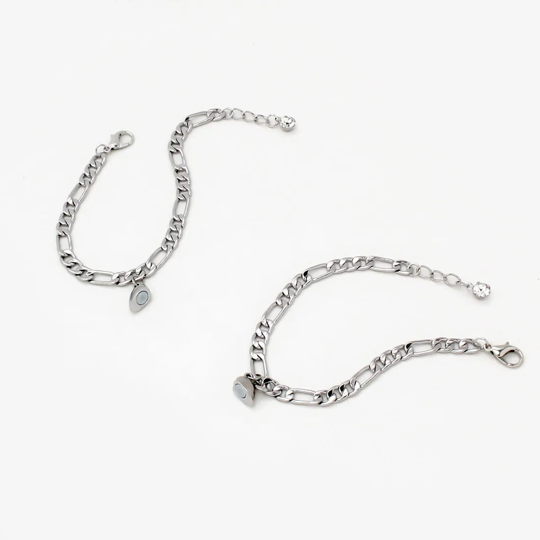 Lot de 2 Bracelets D'amitié Gourmettes - BFF - Best Friends Forever - Couple Amoureux Amitié - Pendentif Aimanté Coeur