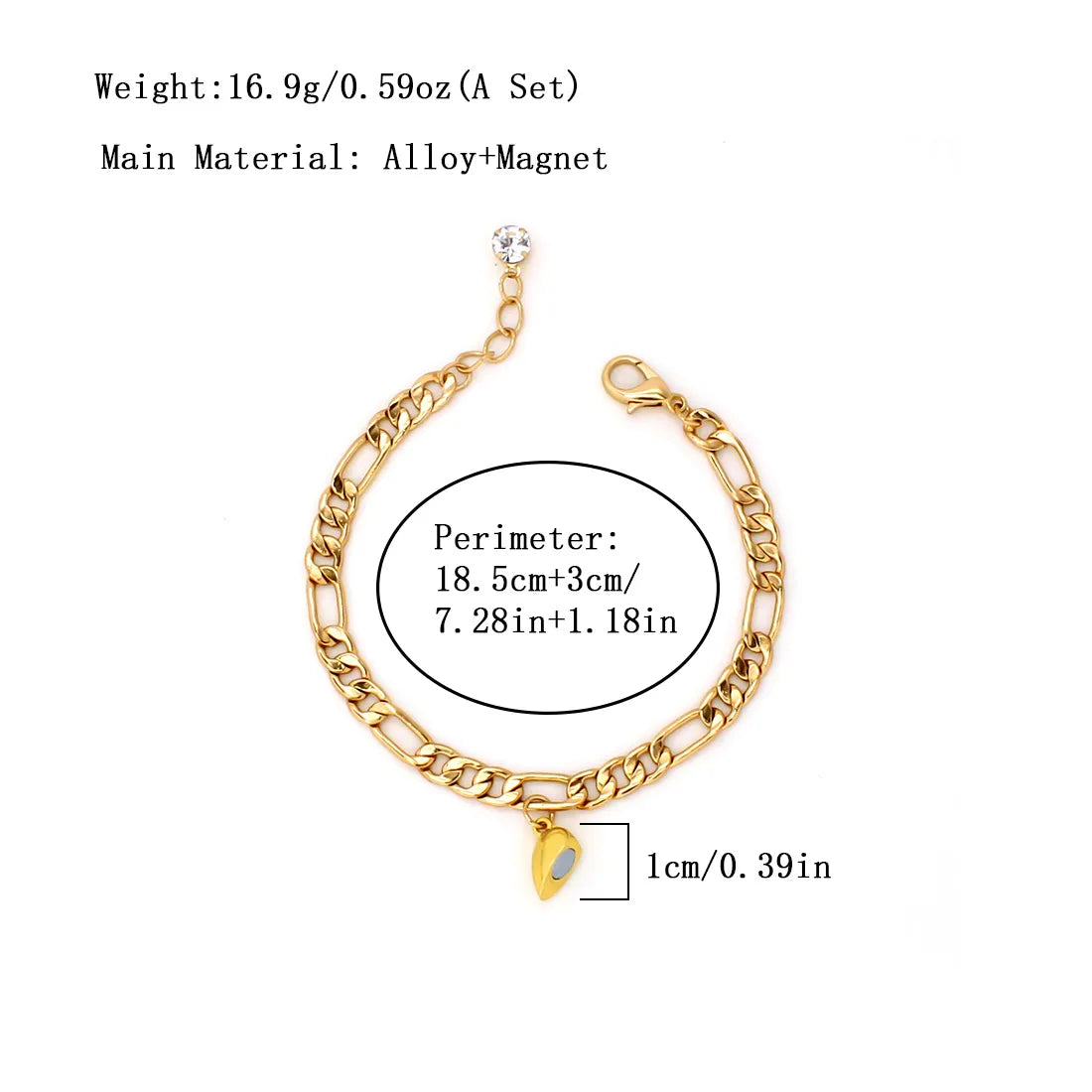 Lot de 2 Bracelets D'amitié Gourmettes - BFF - Best Friends Forever - Couple Amoureux Amitié - Pendentif Aimanté Coeur