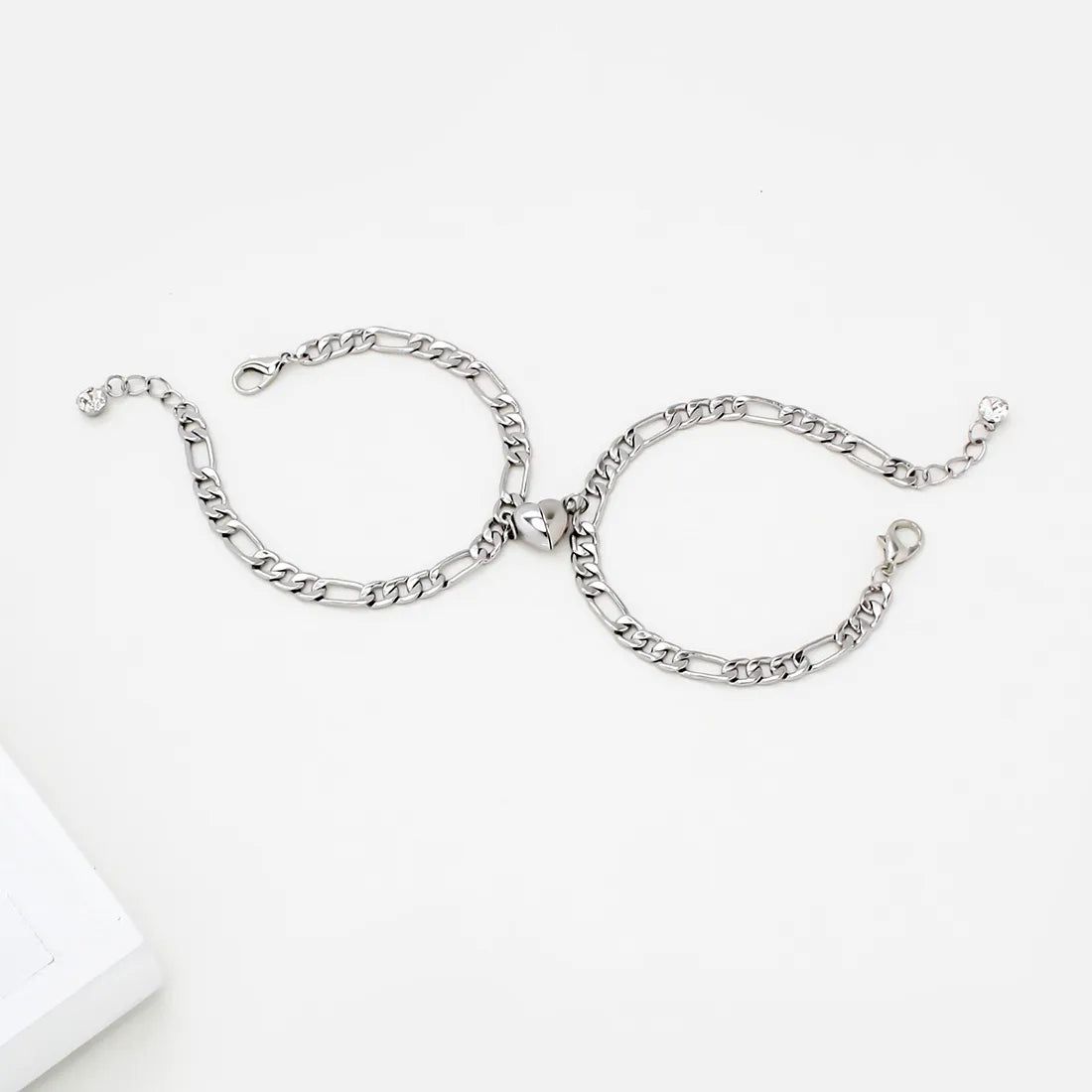 Lot de 2 Bracelets D'amitié Gourmettes - BFF - Best Friends Forever - Couple Amoureux Amitié - Pendentif Aimanté Coeur