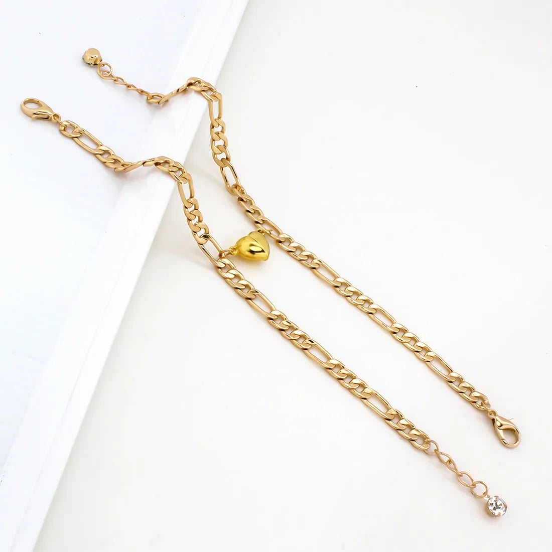 Lot de 2 Bracelets D'amitié Gourmettes - BFF - Best Friends Forever - Couple Amoureux Amitié - Pendentif Aimanté Coeur