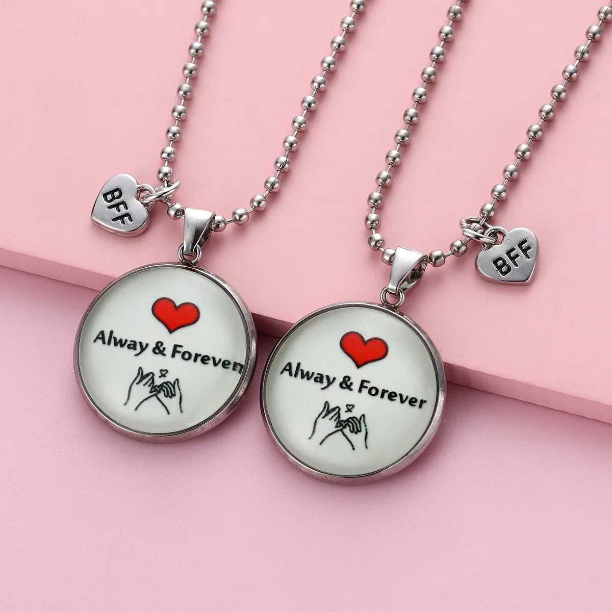 KINDER – Set aus 2 Herz-Freundschaftsketten – BFF Best Friends Forever – Ausgefallen – Anhänger zum Teilen