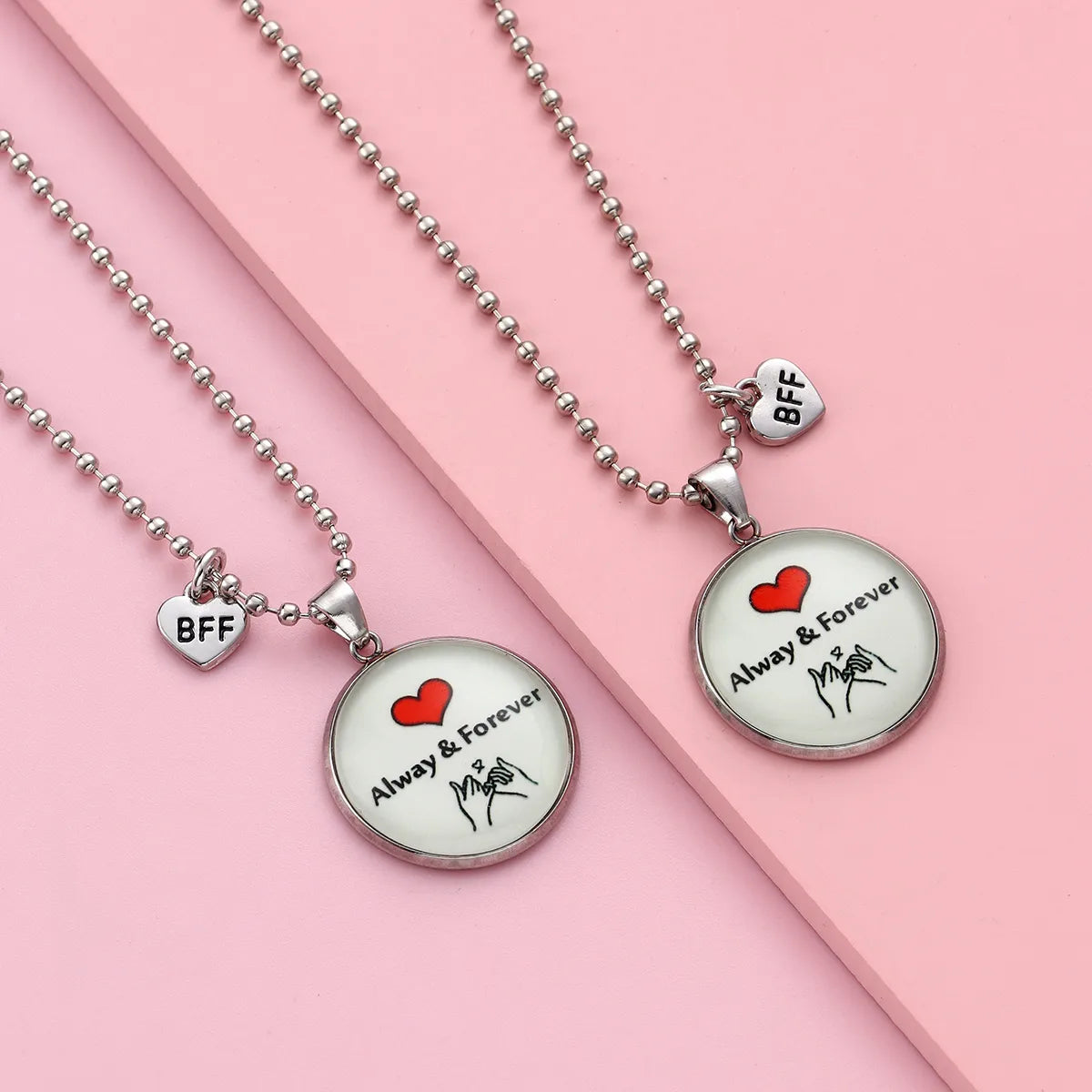 KINDER – Set aus 2 Herz-Freundschaftsketten – BFF Best Friends Forever – Ausgefallen – Anhänger zum Teilen
