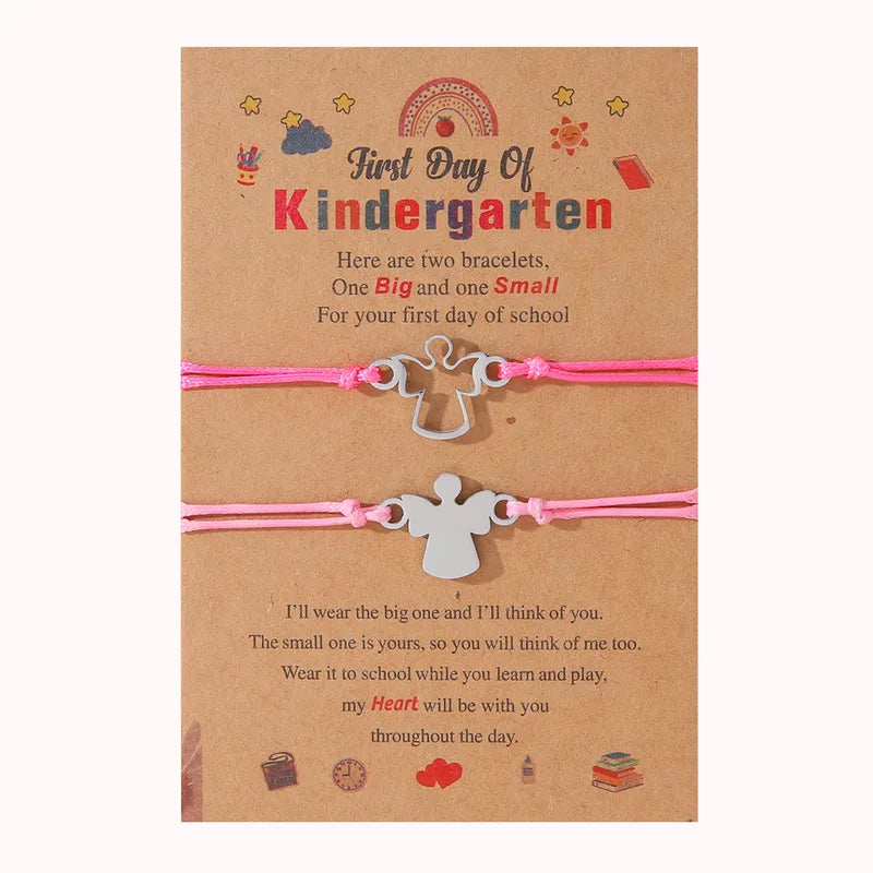 Lot de 2 Bracelets D'amitié Cordon Réglable avec Carte - Anges - Rentrée Classe Ecole - Maternelle - BFF - Famille