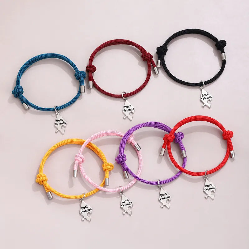Lot de 6 ou 7 Bracelets D'amitié Cordon Réglable - Puzzle- Acier Inoxydable - BFF - Best Friends Forever -Amitié