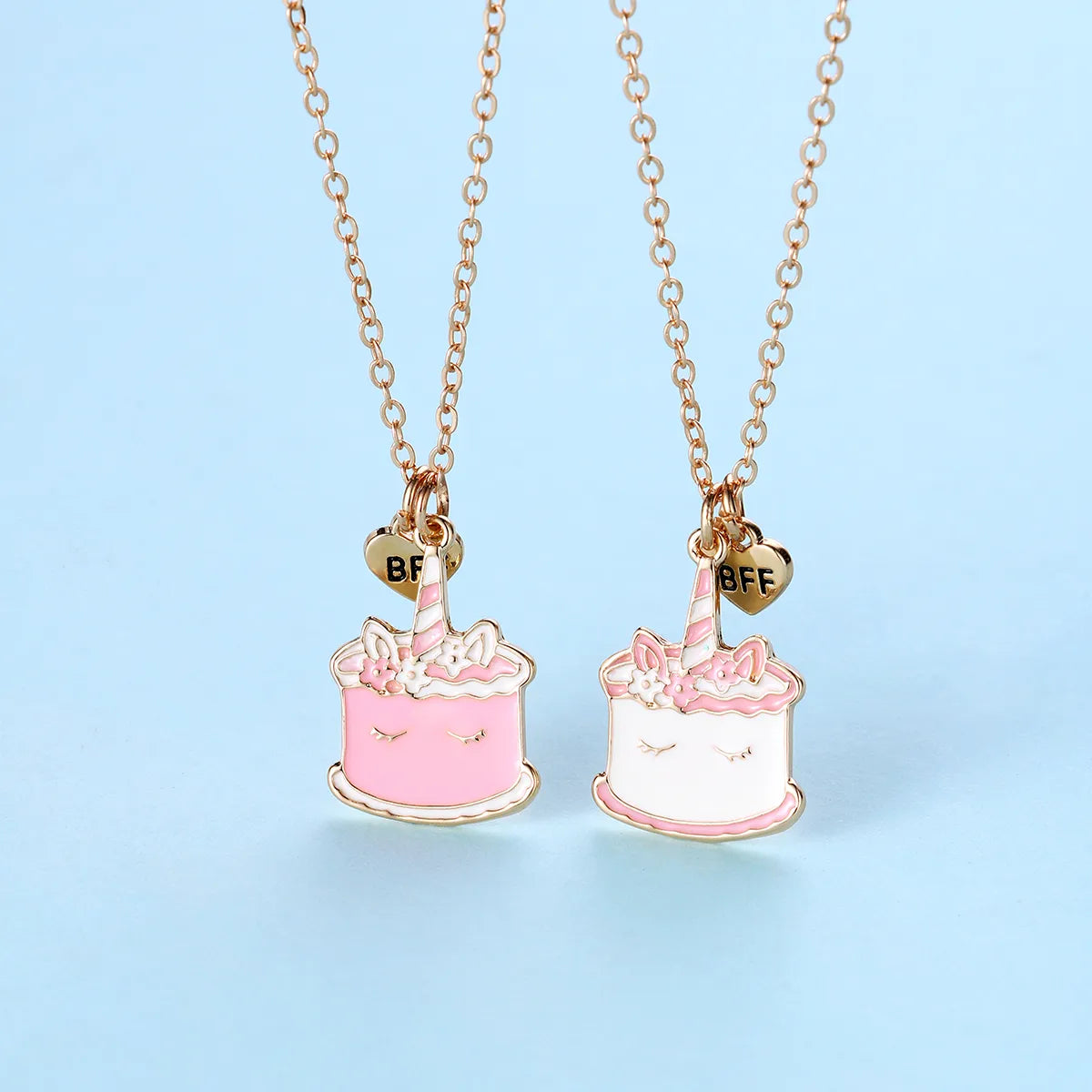 Lot de 2 Colliers D'amitié - Gateau Licorne - BFF - Best Friends Forever - Fantaisie - Pendentif Licorne