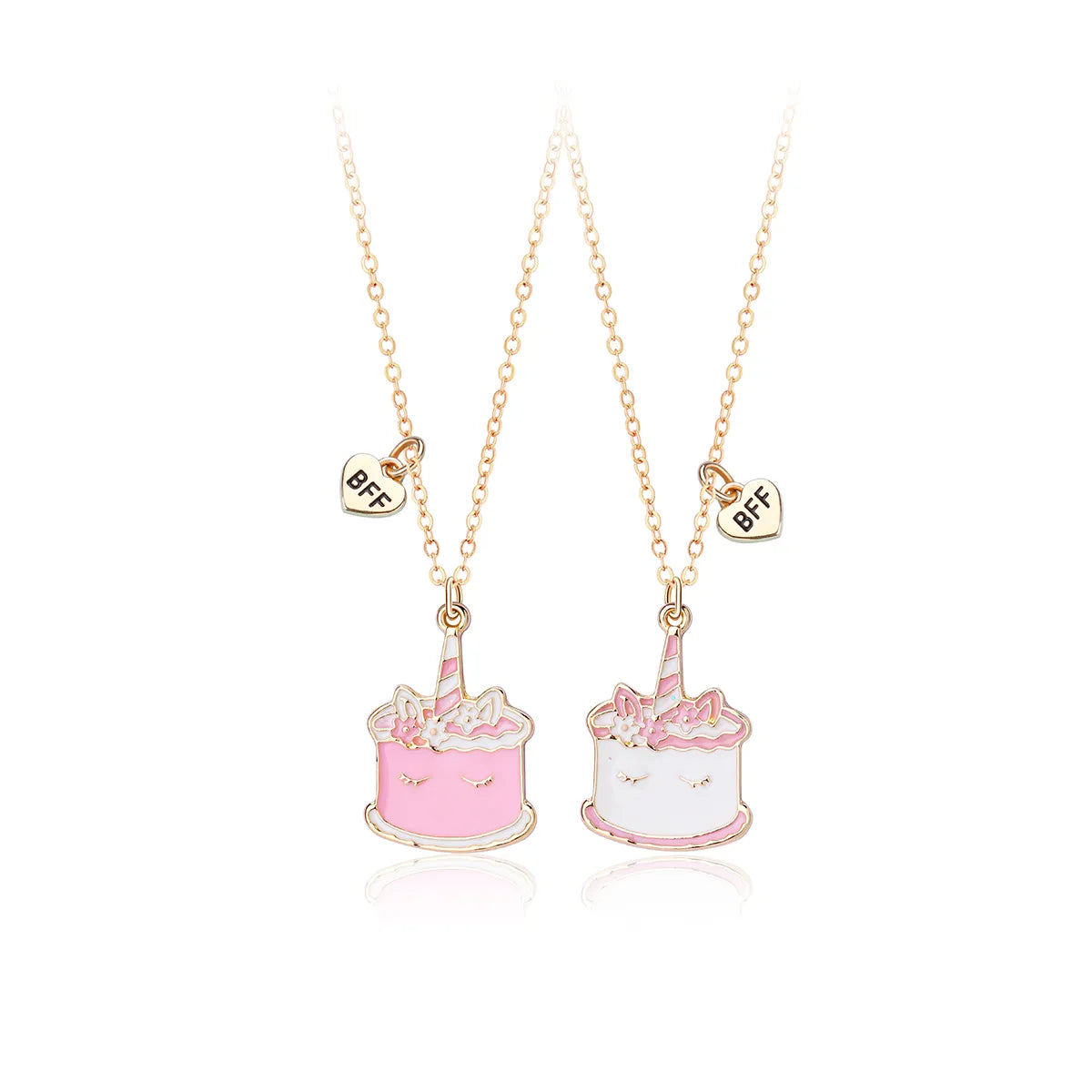 Lot de 2 Colliers D'amitié - Gateau Licorne - BFF - Best Friends Forever - Fantaisie - Pendentif Licorne