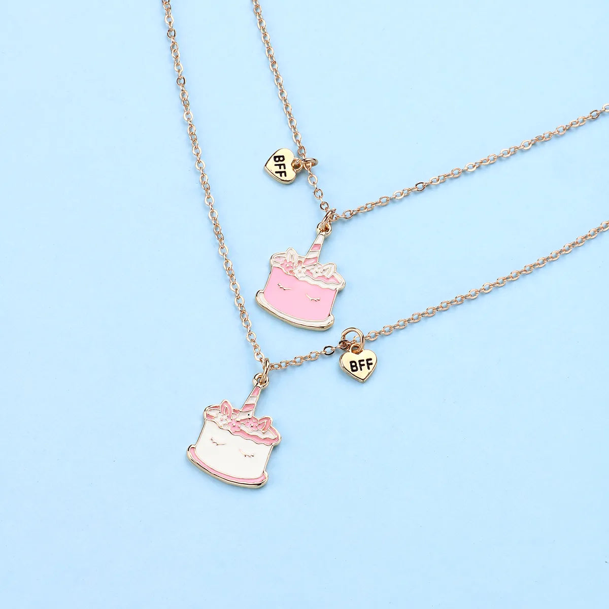 Lot de 2 Colliers D'amitié - Gateau Licorne - BFF - Best Friends Forever - Fantaisie - Pendentif Licorne