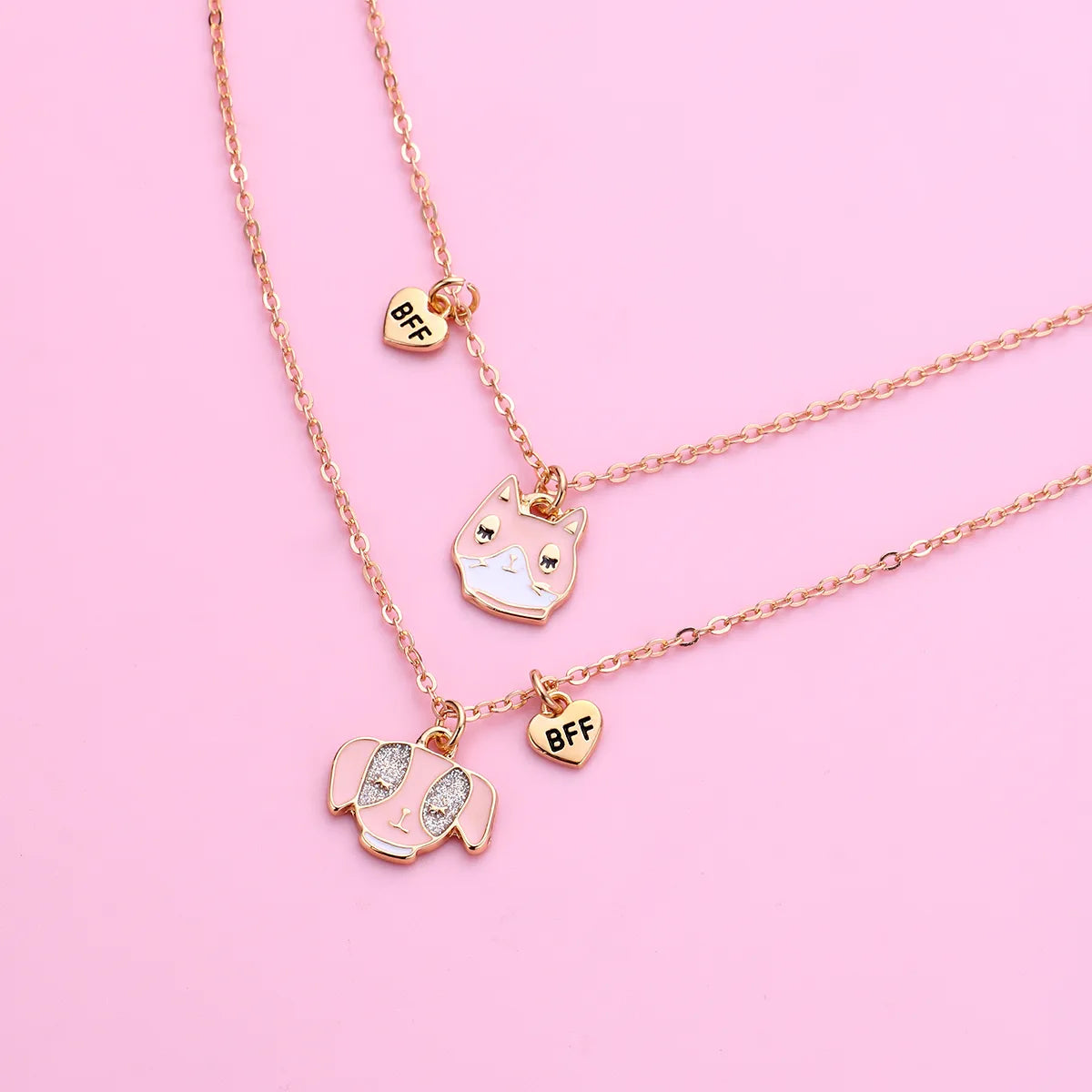 Lot de 2 Colliers D'amitié - Chat Chien - BFF - Best Friends Forever - Fantaisie - Pendentif Doré - Amitié - Mignon