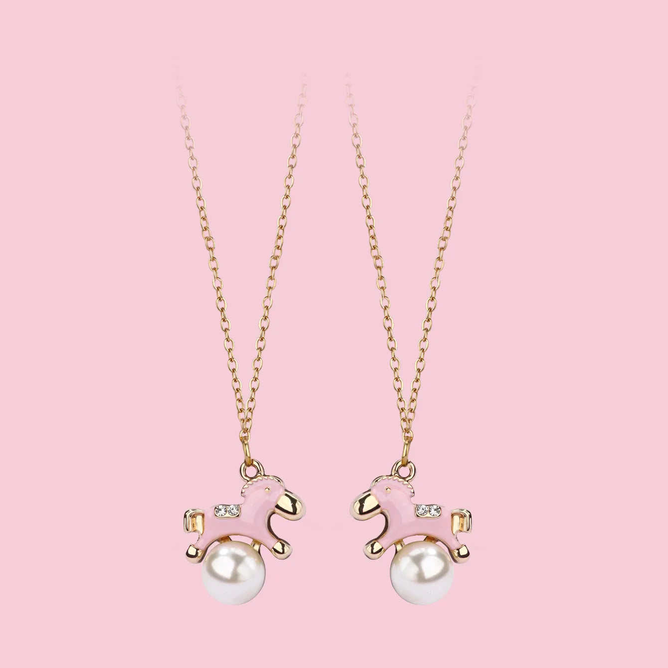 Lot de 2 Colliers D'amitié - Licorne Perle - BFF - Best Friends Forever - Fantaisie - Pendentif Licorne Doré
