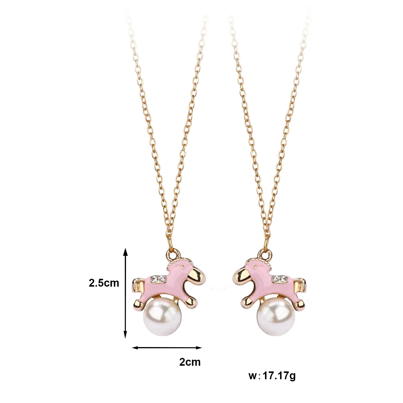 Lot de 2 Colliers D'amitié - Licorne Perle - BFF - Best Friends Forever - Fantaisie - Pendentif Licorne Doré