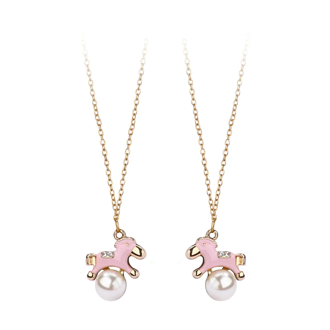 Lot de 2 Colliers D'amitié - Licorne Perle - BFF - Best Friends Forever - Fantaisie - Pendentif Licorne Doré