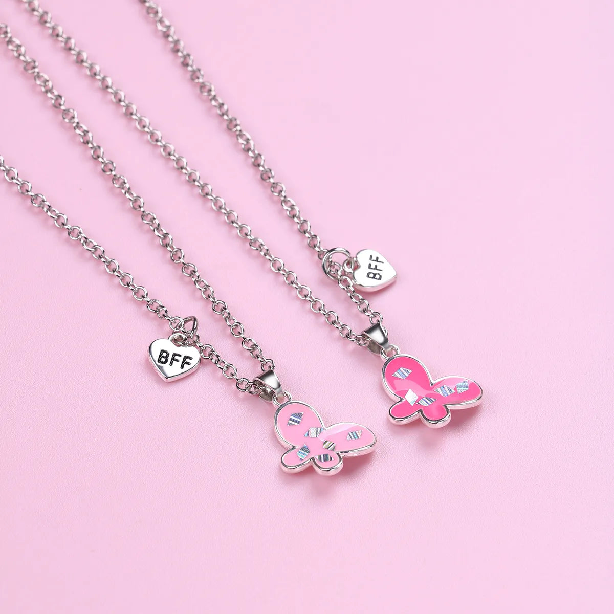 Lot de 2 Colliers D'amitié - Papillon - BFF - Best Friends Forever - Fantaisie - Pendentif Doré Argenté - Amitié - Mignon