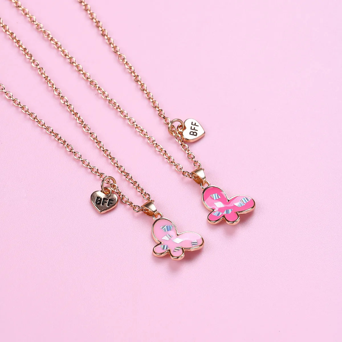 Lot de 2 Colliers D'amitié - Papillon - BFF - Best Friends Forever - Fantaisie - Pendentif Doré Argenté - Amitié - Mignon