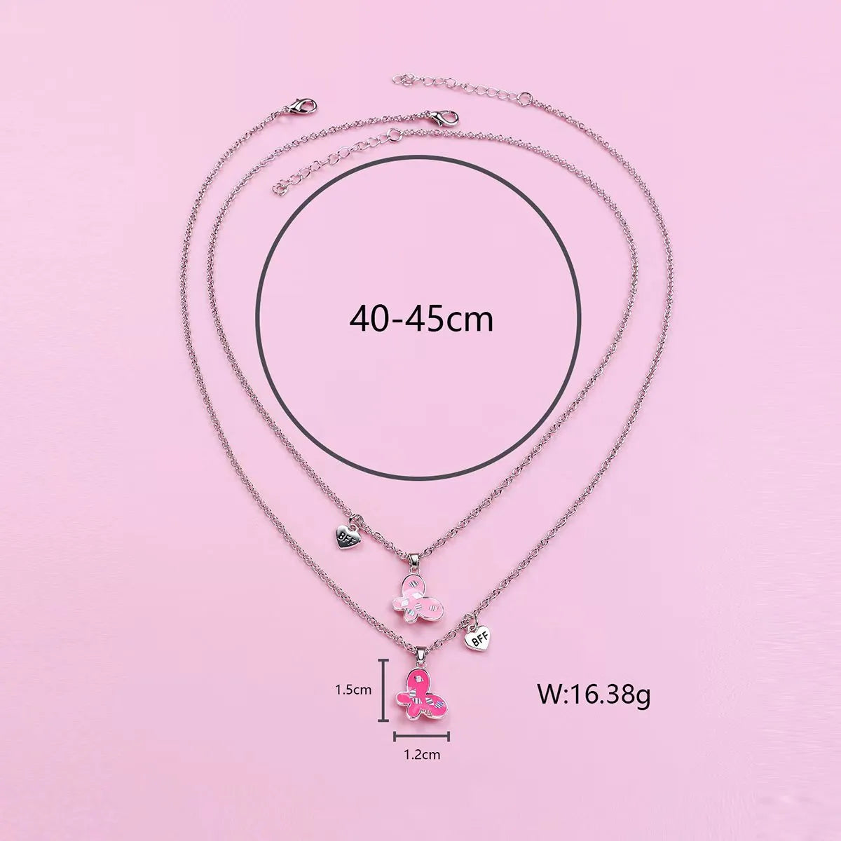 Lot de 2 Colliers D'amitié - Papillon - BFF - Best Friends Forever - Fantaisie - Pendentif Doré Argenté - Amitié - Mignon