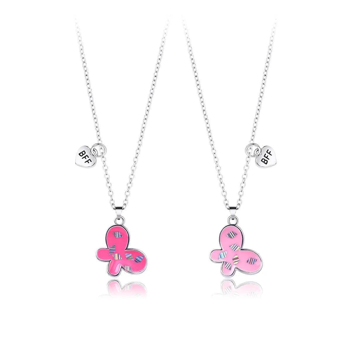 Lot de 2 Colliers D'amitié - Papillon - BFF - Best Friends Forever - Fantaisie - Pendentif Doré Argenté - Amitié - Mignon