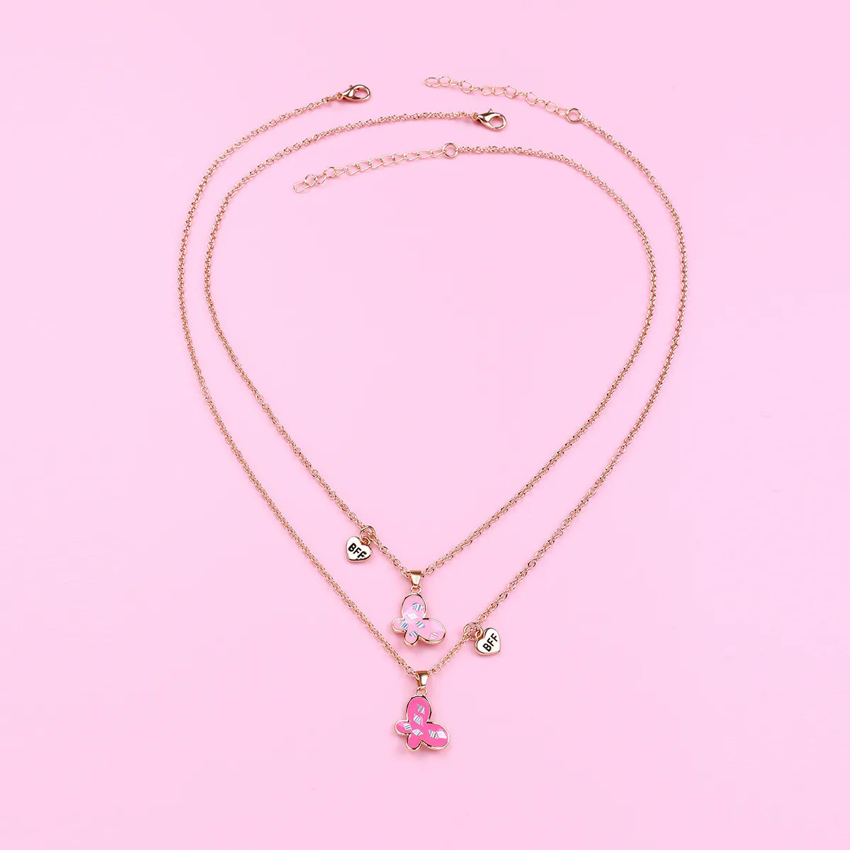 Lot de 2 Colliers D'amitié - Papillon - BFF - Best Friends Forever - Fantaisie - Pendentif Doré Argenté - Amitié - Mignon