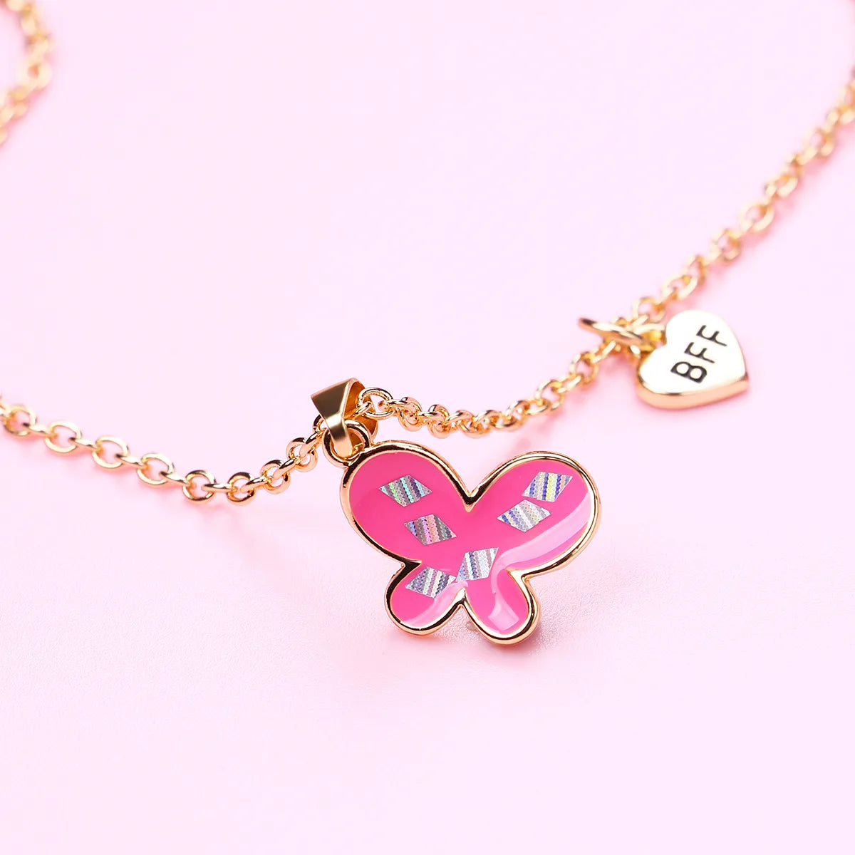 Lot de 2 Colliers D'amitié - Papillon - BFF - Best Friends Forever - Fantaisie - Pendentif Doré Argenté - Amitié - Mignon
